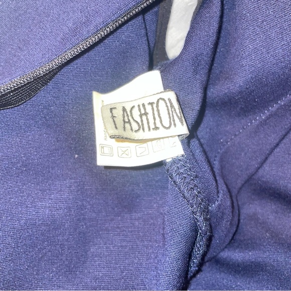 High Neck Mesh Navy Dress - Picture 3 of 3